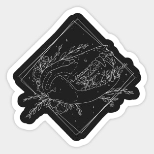 Possum Skull and Botanicals Sticker